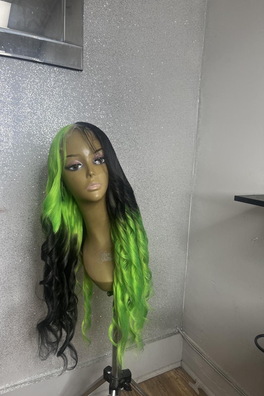 5x5 HD Lace - Green & Black Custom Colored Wig