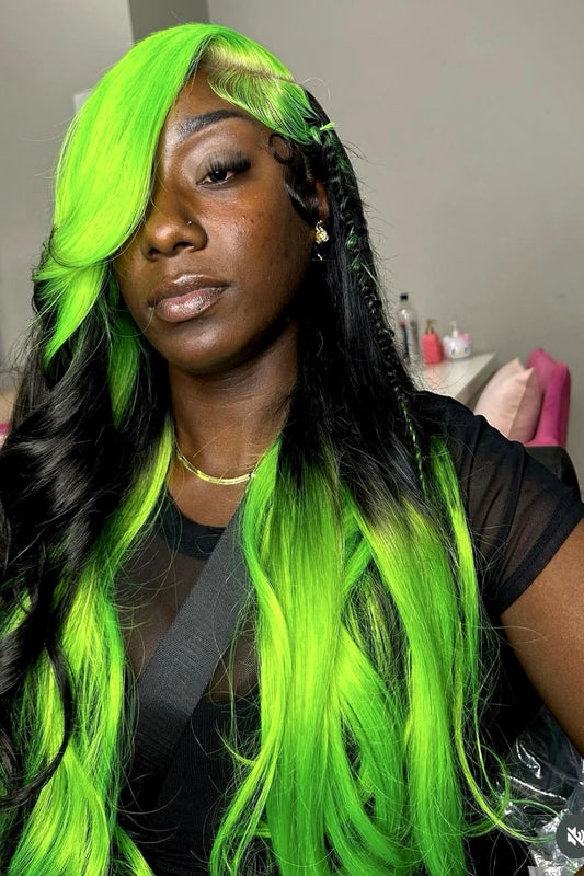 5x5 HD Lace - Green & Black Custom Colored Wig